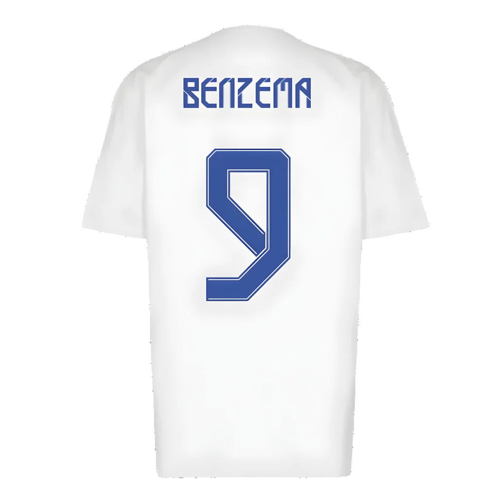 Real Madrid 2021-2022 Training Tee (White-Blue) (BENZEMA 9)