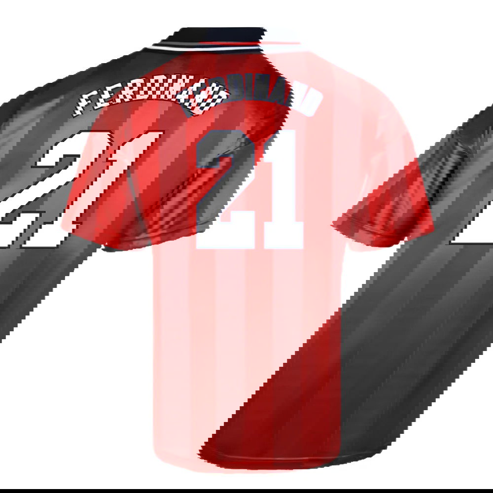 Score Draw England 1998 World Cup Finals Away Retro Football Shirt (FERDINAND 21)