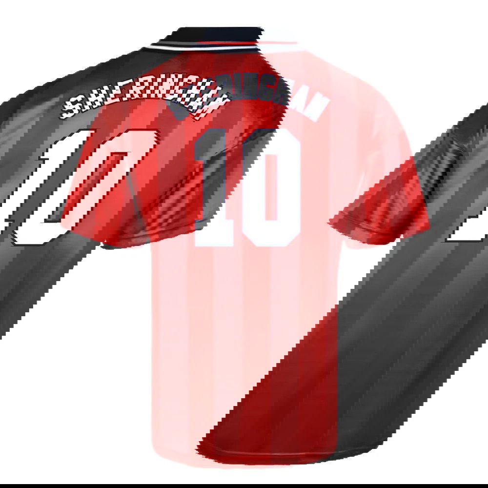 Score Draw England 1998 World Cup Finals Away Retro Football Shirt (SHERINGHAM 10)