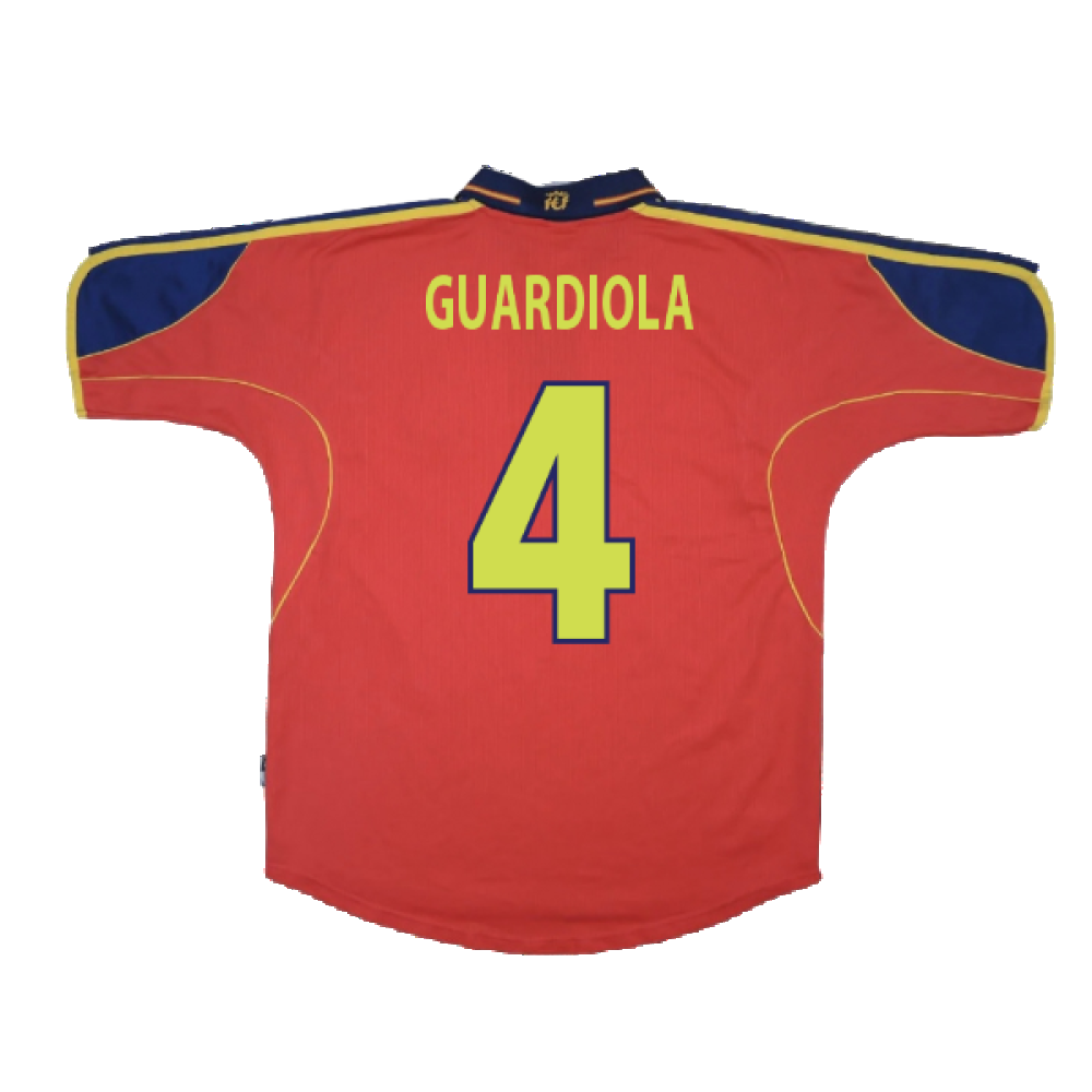 Spain 1999-02 Home Shirt ((Excellent) M) (Guardiola 4)