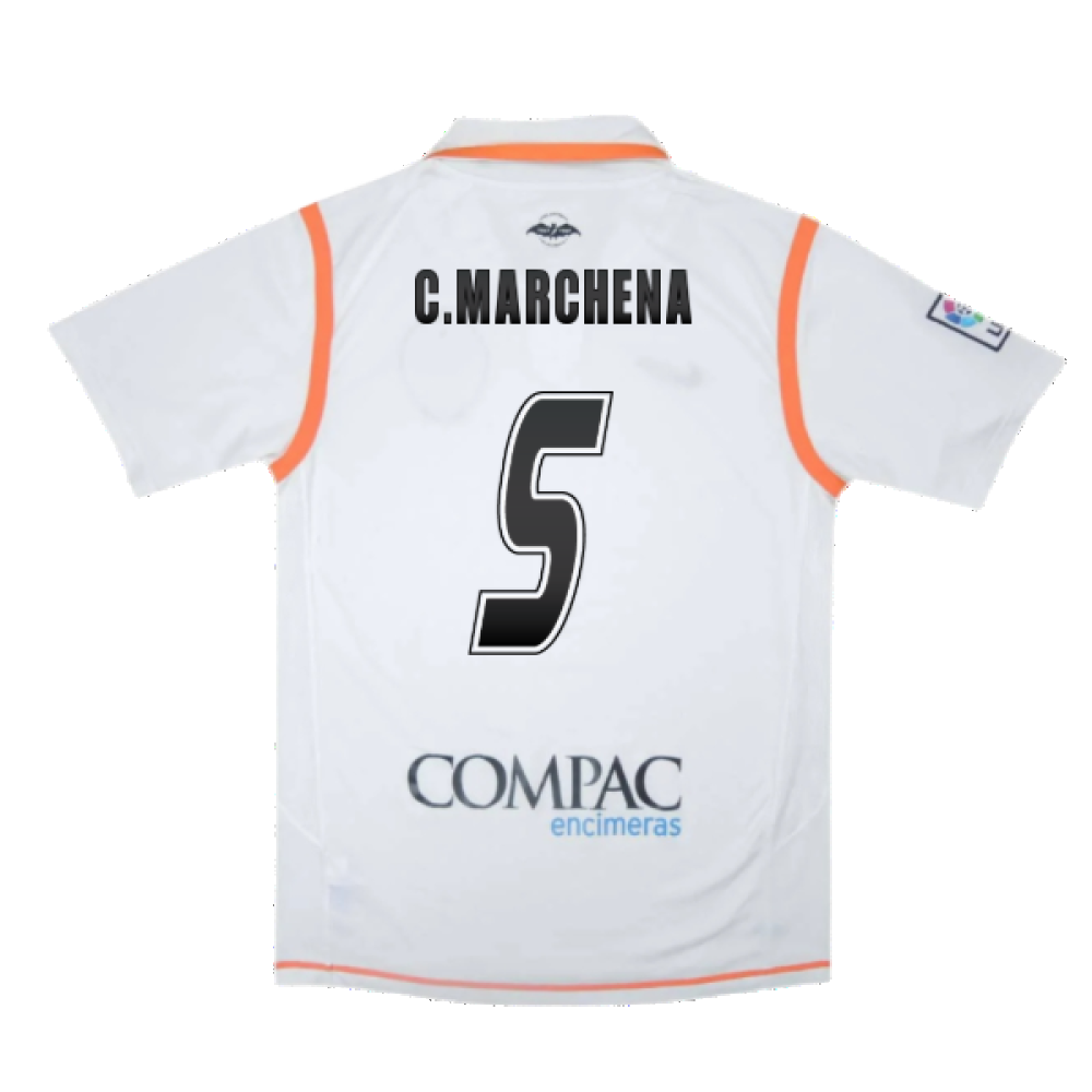 Valencia 2007-08 Home Shirt ((Excellent) S) (C.Marchena 5)