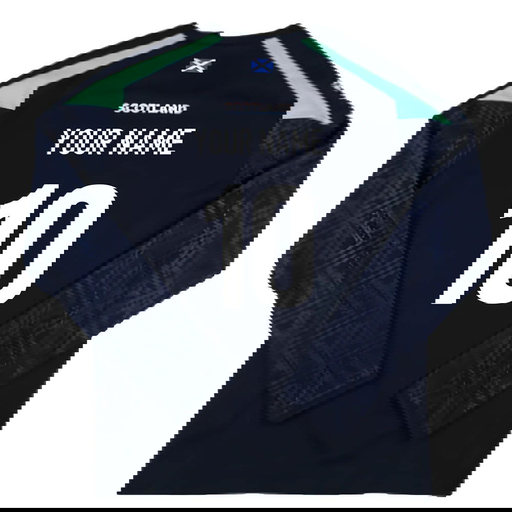 2024-2025 Scotland Rugby LS Training Poly Shirt (Navy) - Kids (Your Name)