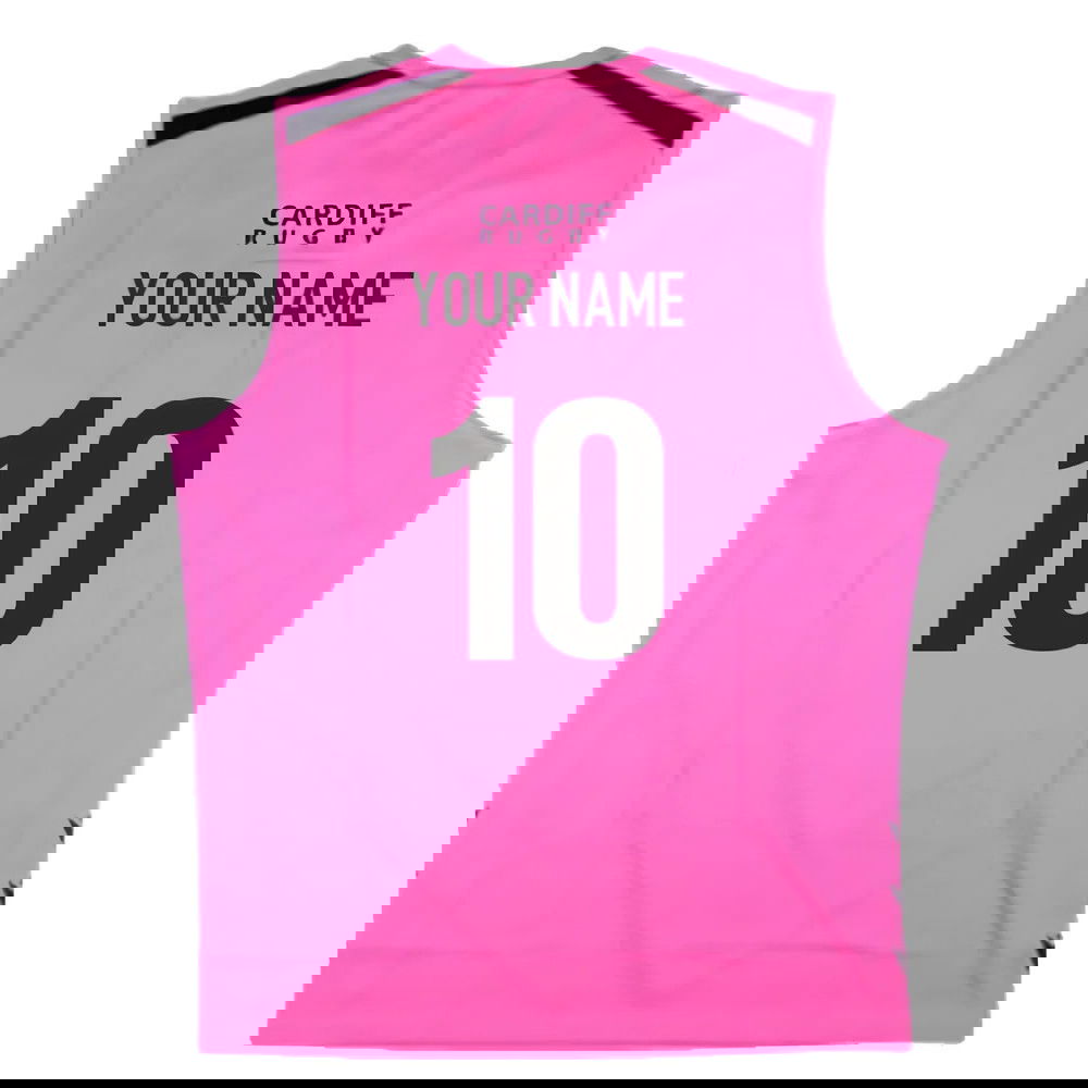 2024-2025 Cardiff Blues Rugby Sleeveless Training Shirt (Pink) (Your Name)