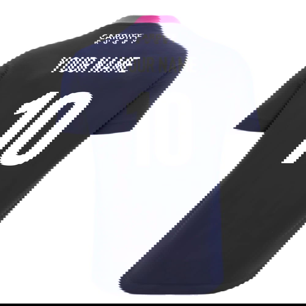 2024-2025 Cardiff Blues Rugby Ath Cotton Tee (Navy) (Your Name)