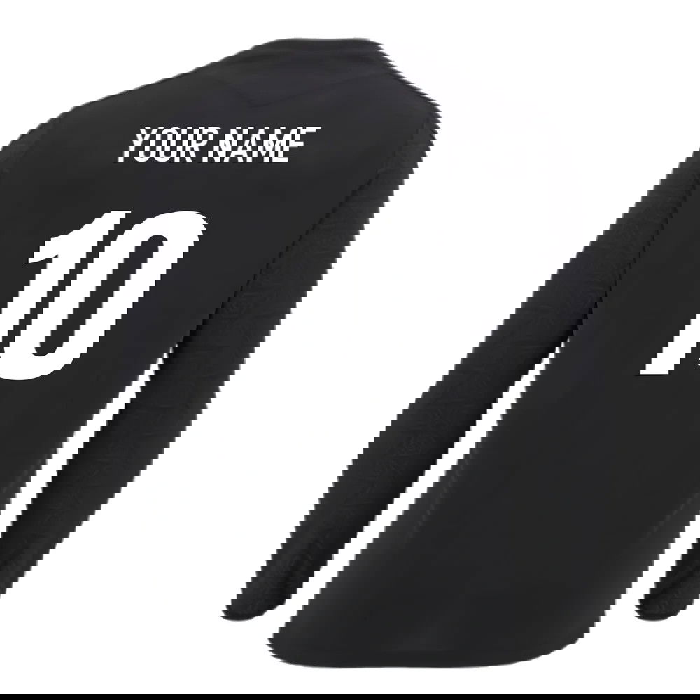 2024-2025 Wales Rugby LS Poly Training Shirt (Black) (Your Name)