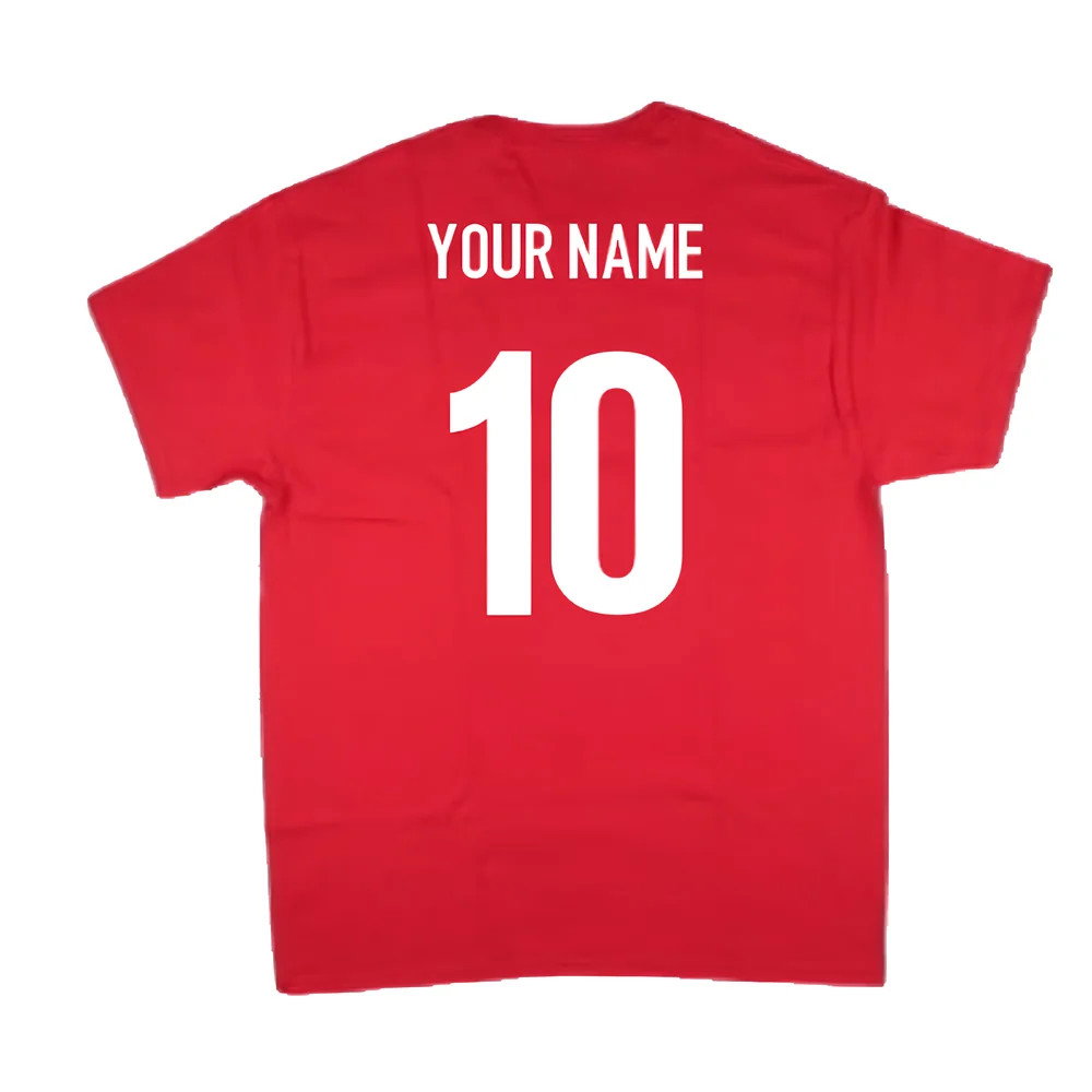 Wales Rugby Classic Printed T-Shirt (Red) (Your Name)