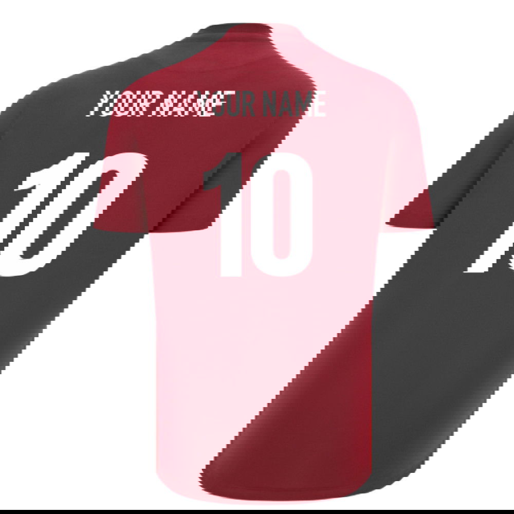 2025-2026 Wales WRU Rugby Travel Cotton Tee (Deep Red) (Your Name)