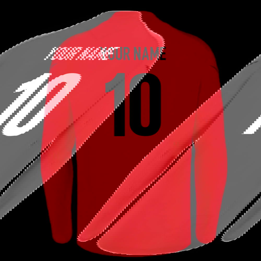 2025-2026 Wales WRU Rugby LS Player Training Shirt (Red) (Your Name)