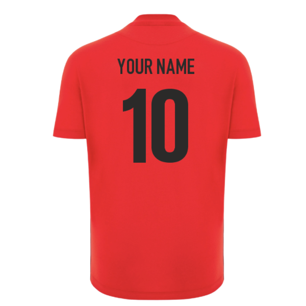 2025-2026 Wales WRU Travel Cotton Tee (Red) - Kids (Your Name)