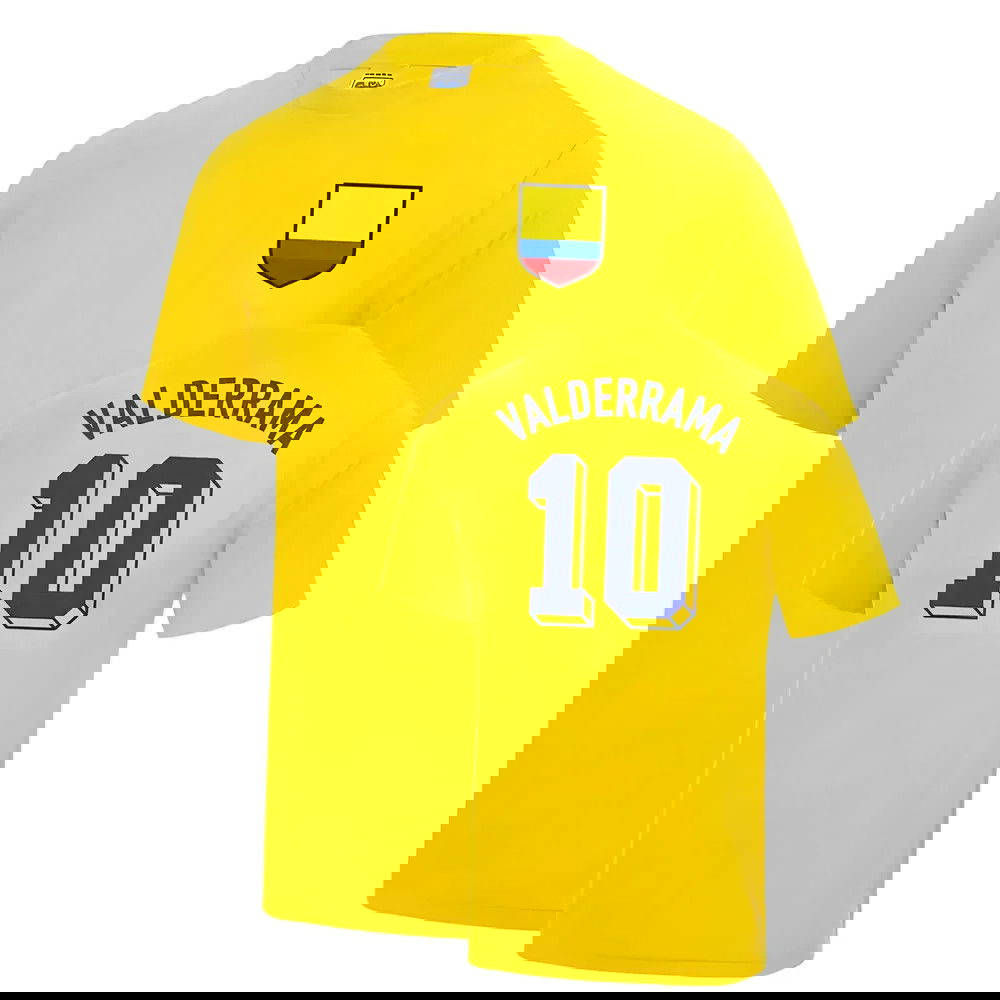 Carlos Valderrama Colombia World Cup Football T Shirt - Yellow