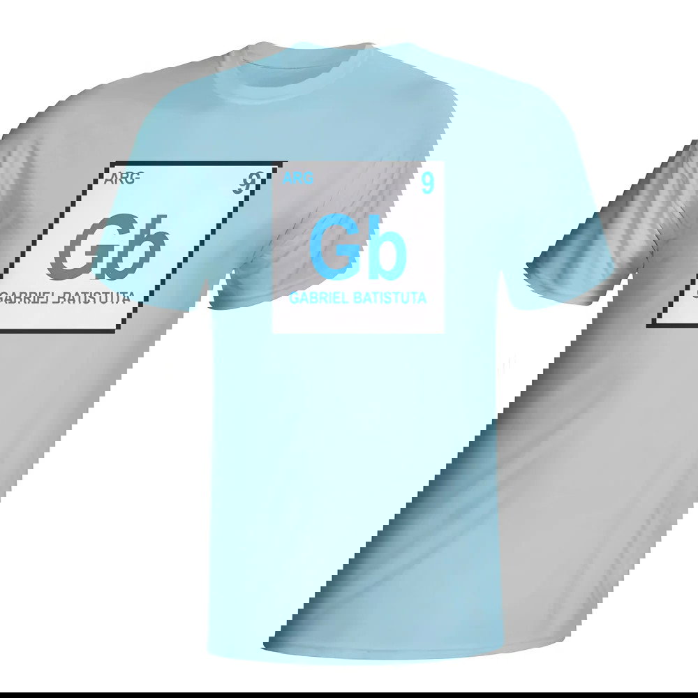 Gabriel Batistuta Argentina Periodic Table T-shirt (sky Blue)