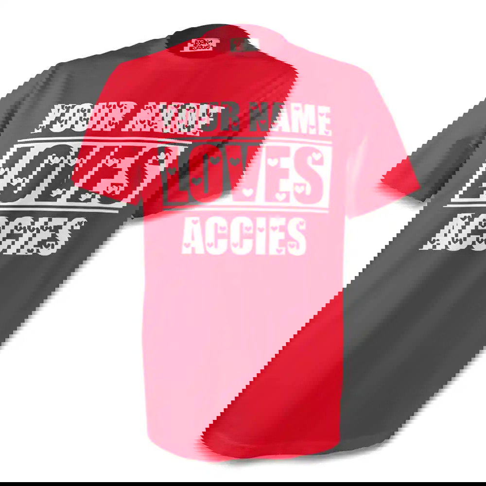 Your Name Loves Accies T-shirt (red)