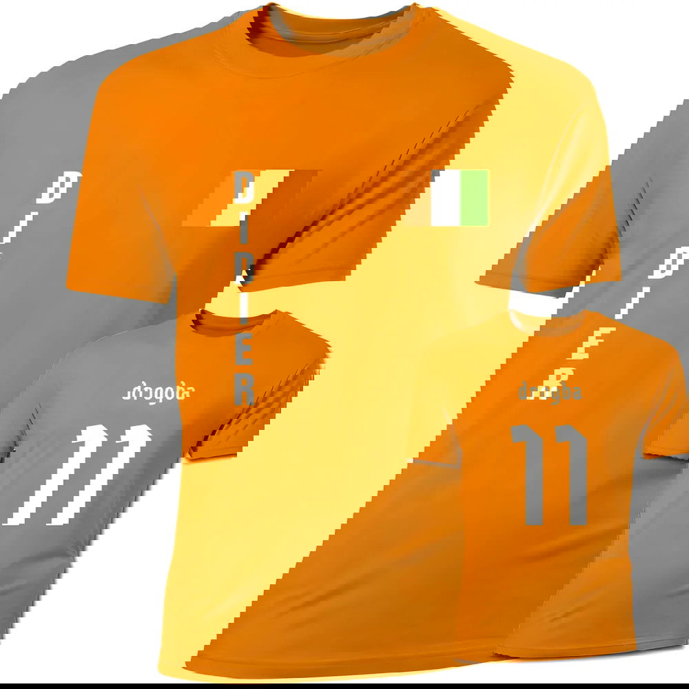 Didier Drogba Ivory Coast Flag T-Shirt (Orange)