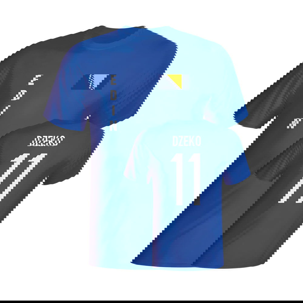 Edin Dzeko Bosnia Flag T-shirt (blue)