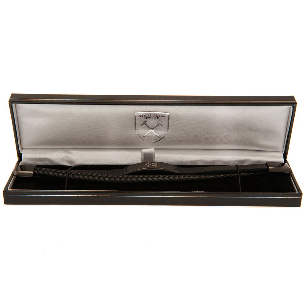 West Ham United FC Black IP Leather Bracelet