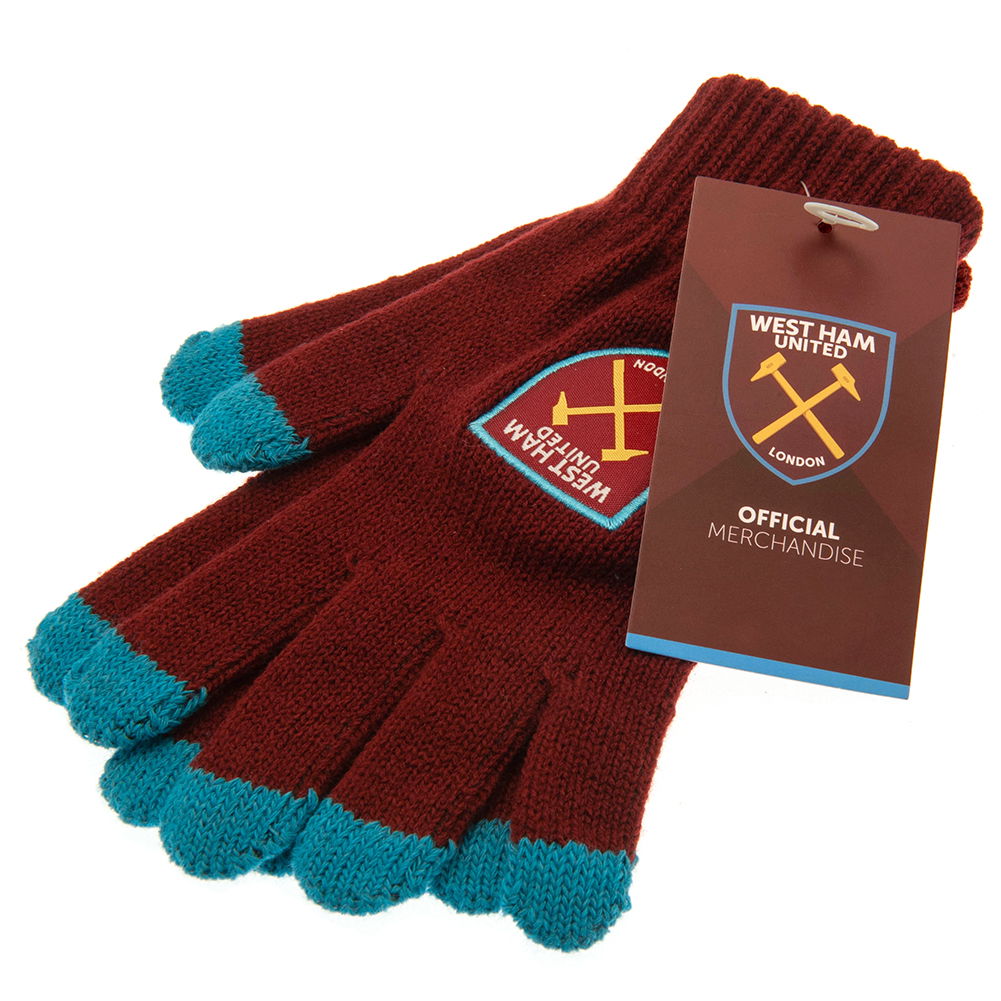 West Ham United FC Touchscreen Knitted Gloves Adults