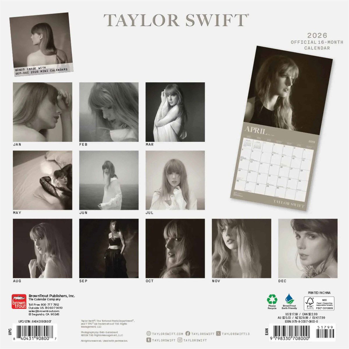 Taylor Swift Square Calendar 2026