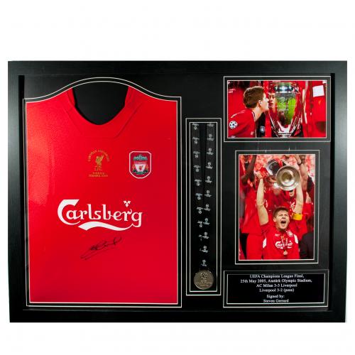 Liverpool FC Gerrard Signed Shirt Istanbul (Framed)