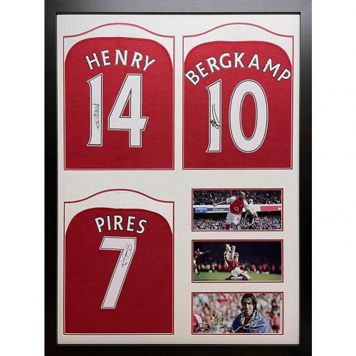 Arsenal FC Henry, Bergkamp &amp; Pires Signed Shirt (Trio Framed)