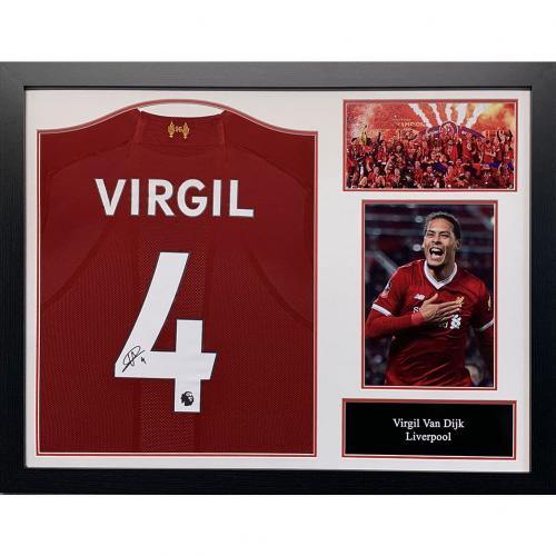 Liverpool FC Van Dijk Signed Shirt (Framed)