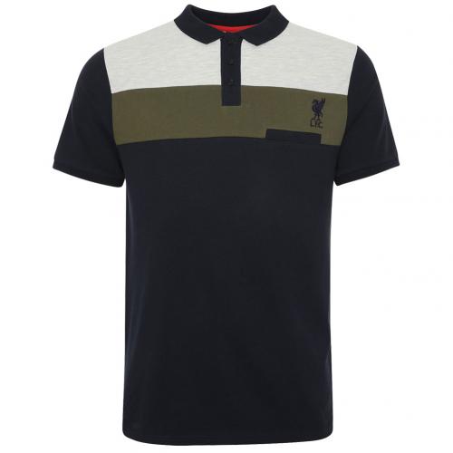 Liverpool FC Colour Block Polo Mens Navy XXL