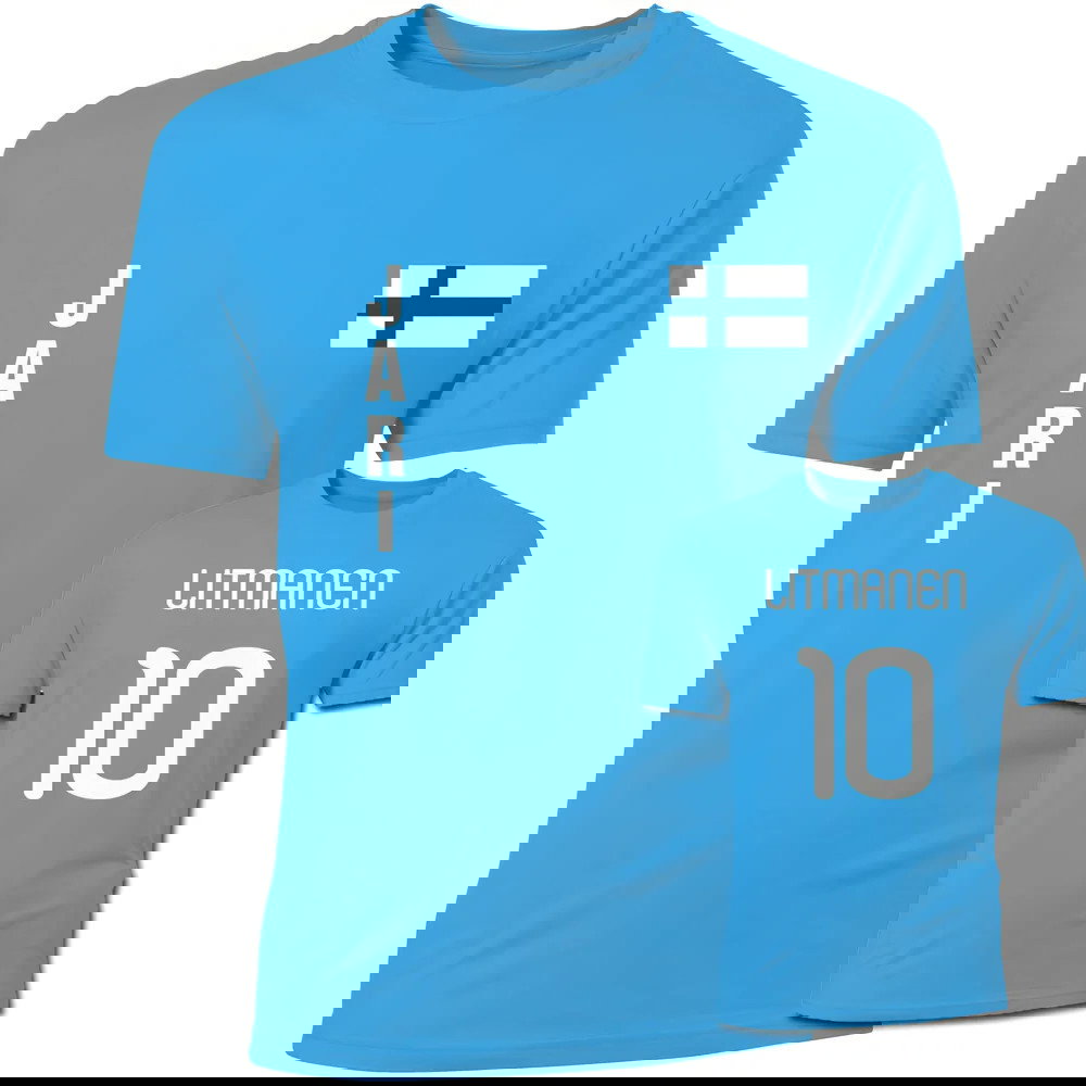 Jari Litmanen Finland Flag T-Shirt (Sky Blue)