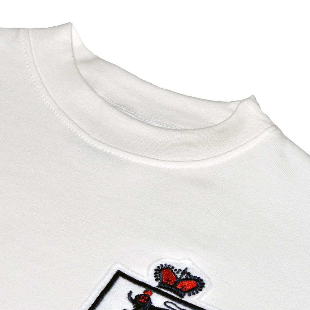 England White Short Sleeve Kids Retro Football Shirt