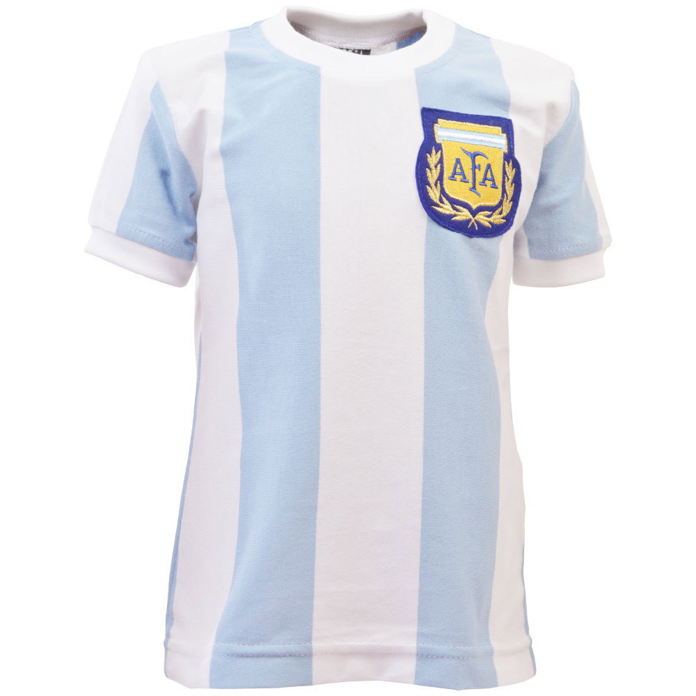 Argentina 1986 World Cup Kids Retro Football Shirt (Your Name)