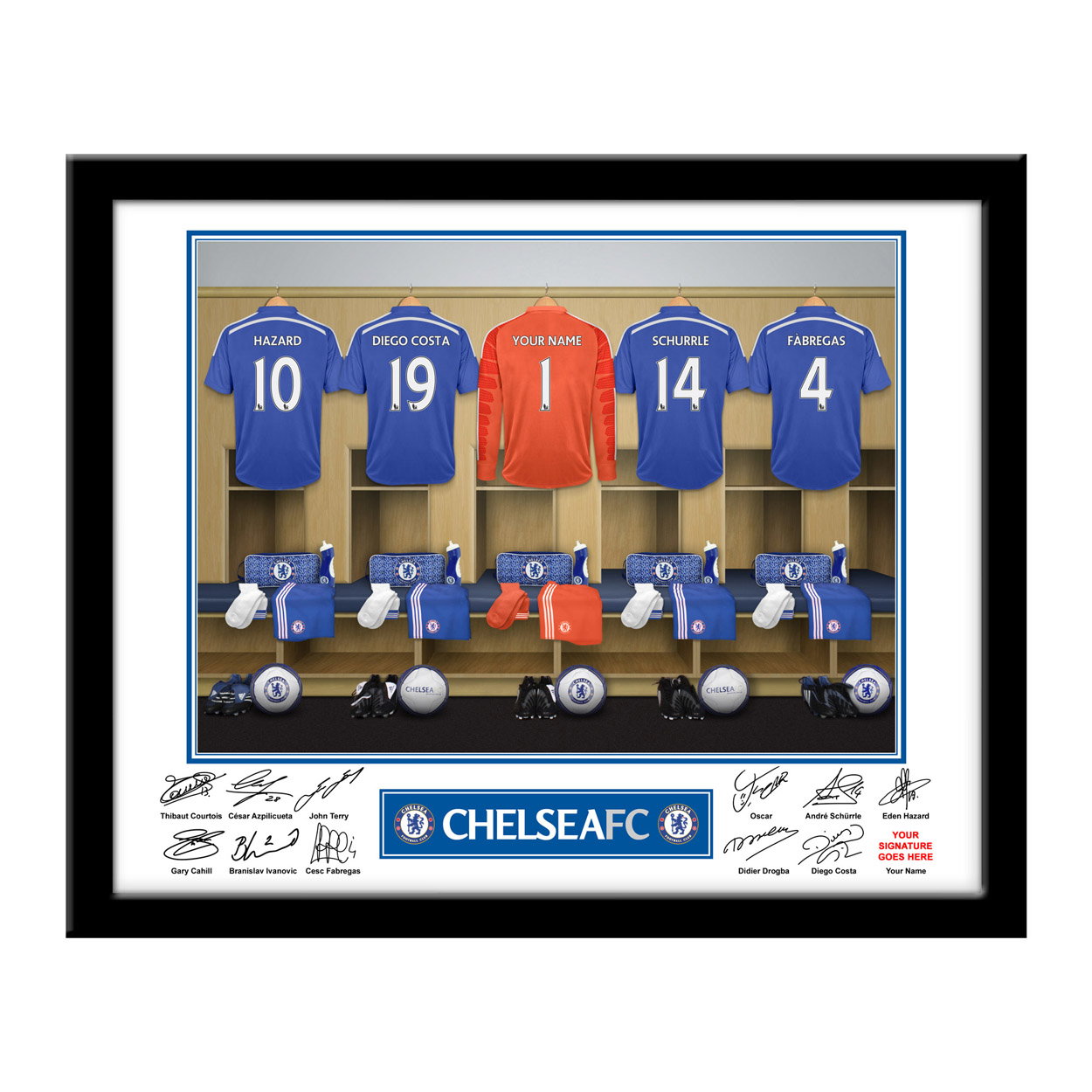 Personalised Chelsea Goal Keeper Dressing Room Photo - Framed