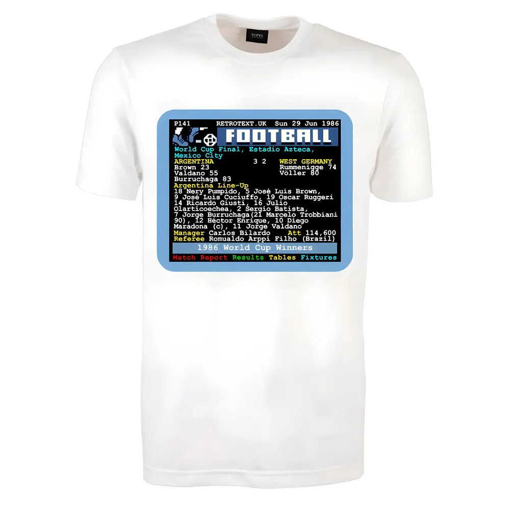 1986 World Cup Final Argentina v West Germany Retrotext T-Shirt