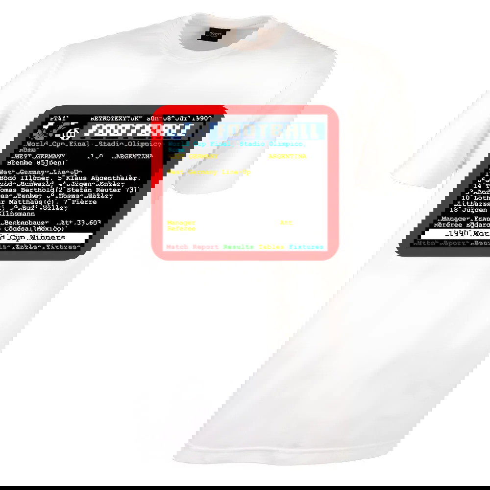 1990 World Cup Final West Germany v Argentina Retrotext T-Shirt