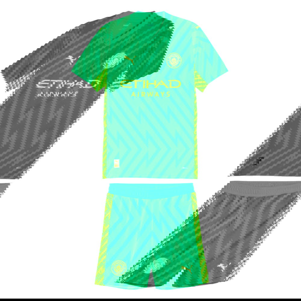 2023-2024 Man City Goalkeeper Mini Kit (Green) (Your Name)