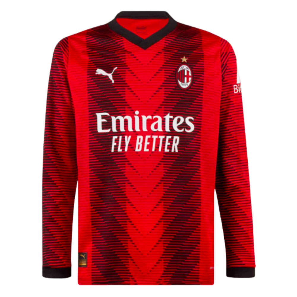 2023-2024 AC Milan Long Sleeve Home Shirt (Your Name)