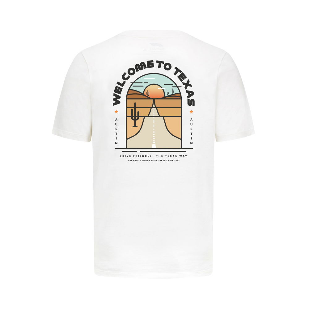 2023 F1 Formula 1 Mens T-Shirt Cotton Austin RS White