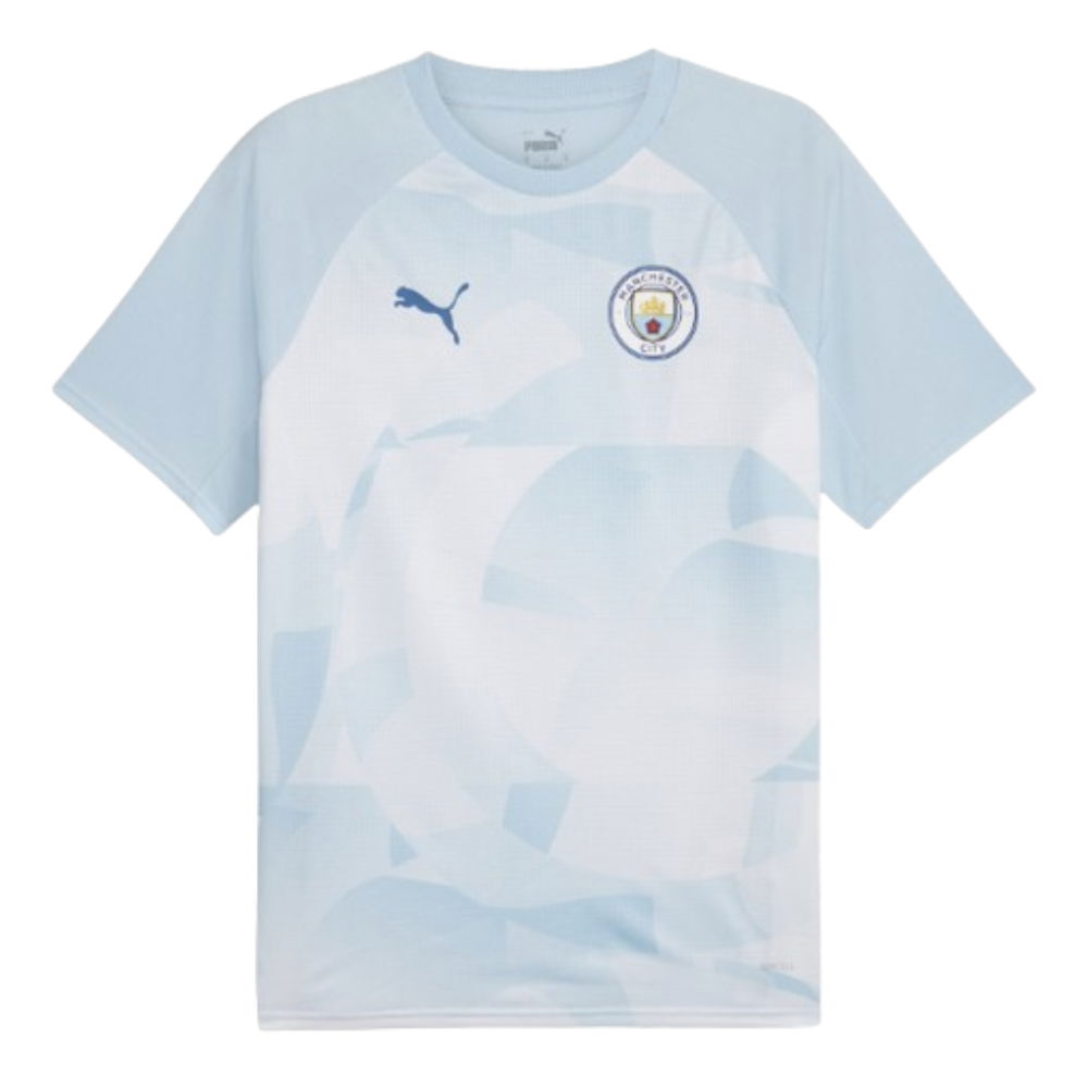 2023-2024 Man City Prematch SS Jersey (Silver Sky) - Kids (LAPORTE 14)