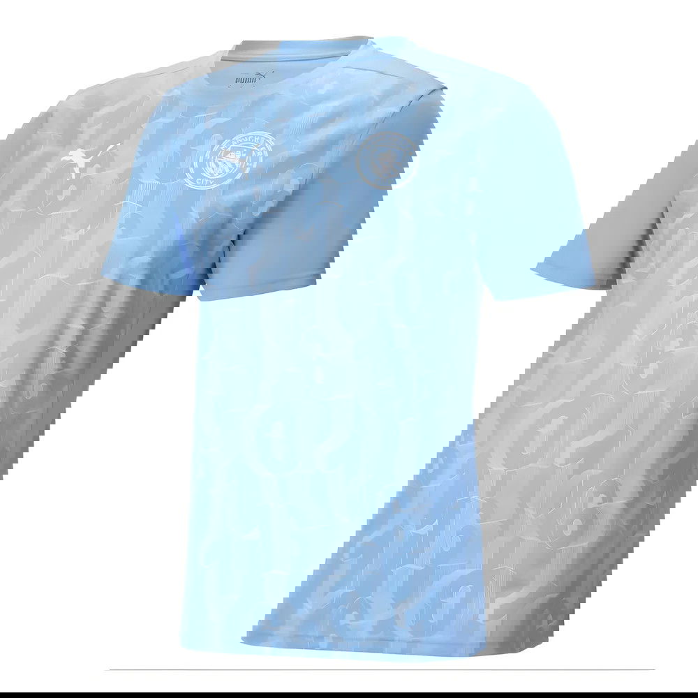 2024-2025 Man City Prematch SS Shirt (Light Blue) (Your Name)