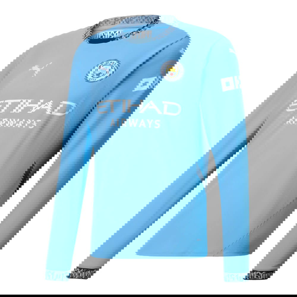2024-2025 Man City Home Long Sleeve Shirt (Your Name)
