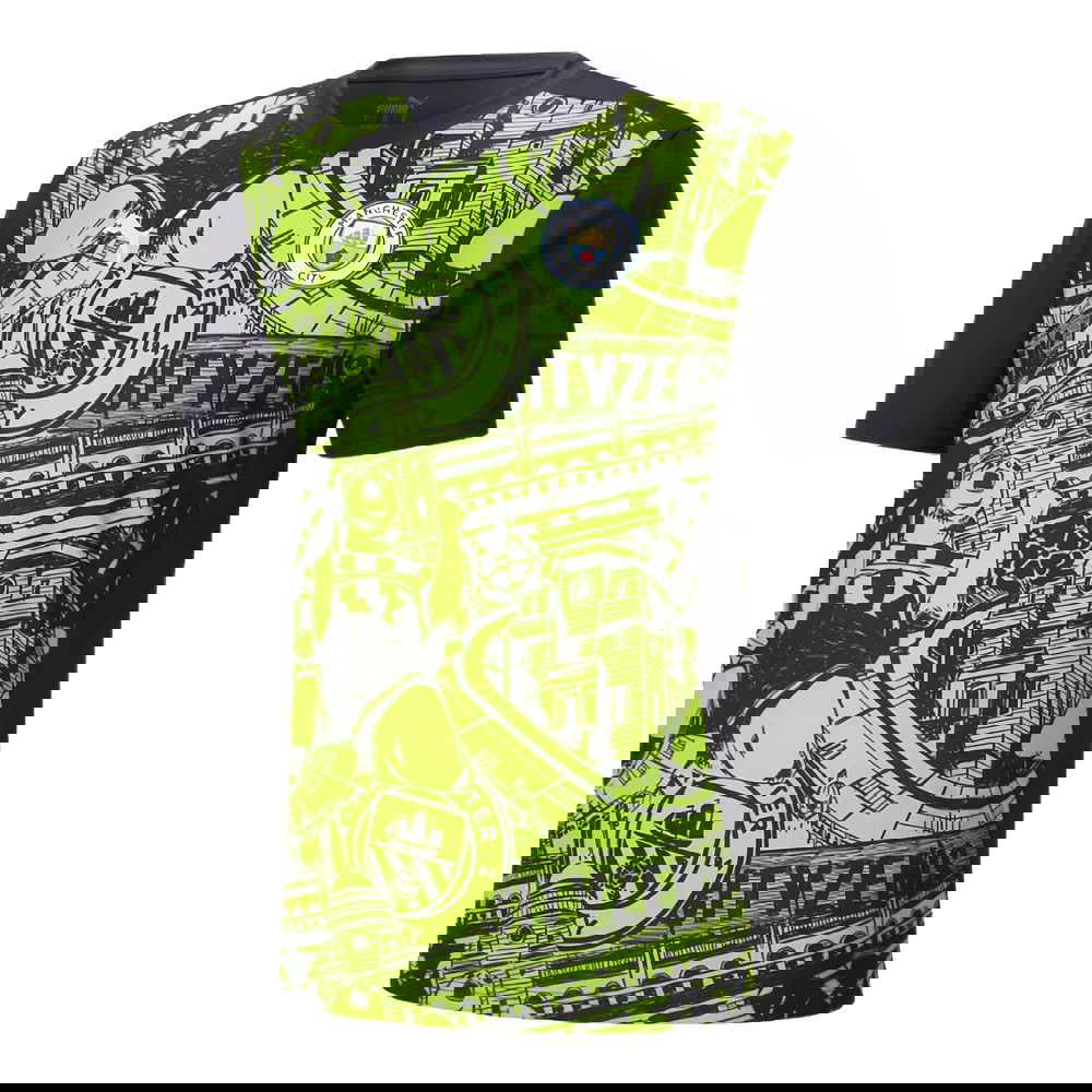 2024-2025 Man City Pre-Match Shirt (Yellow Glow) (Bobb 52)