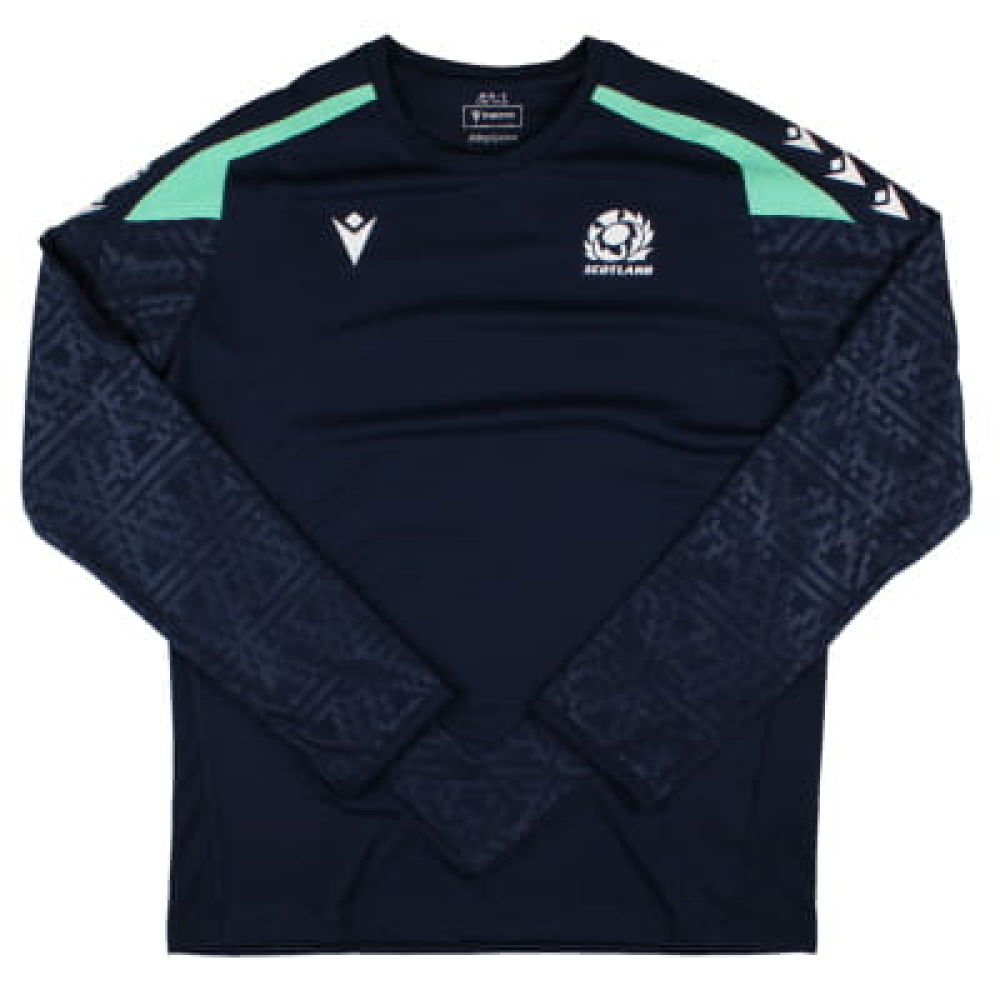 2024-2025 Scotland Rugby LS Training Poly Shirt (Navy) - Kids (Your Name)