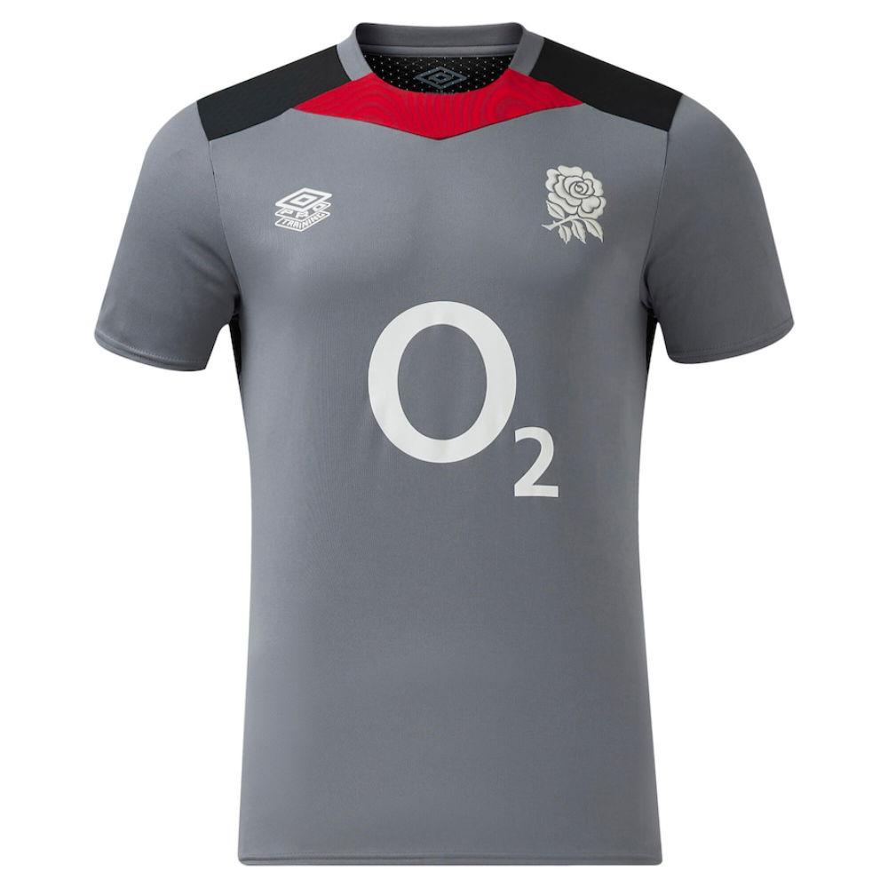 2024-2025 England Rugby Gym Tee O2 (Grey) (Your Name)