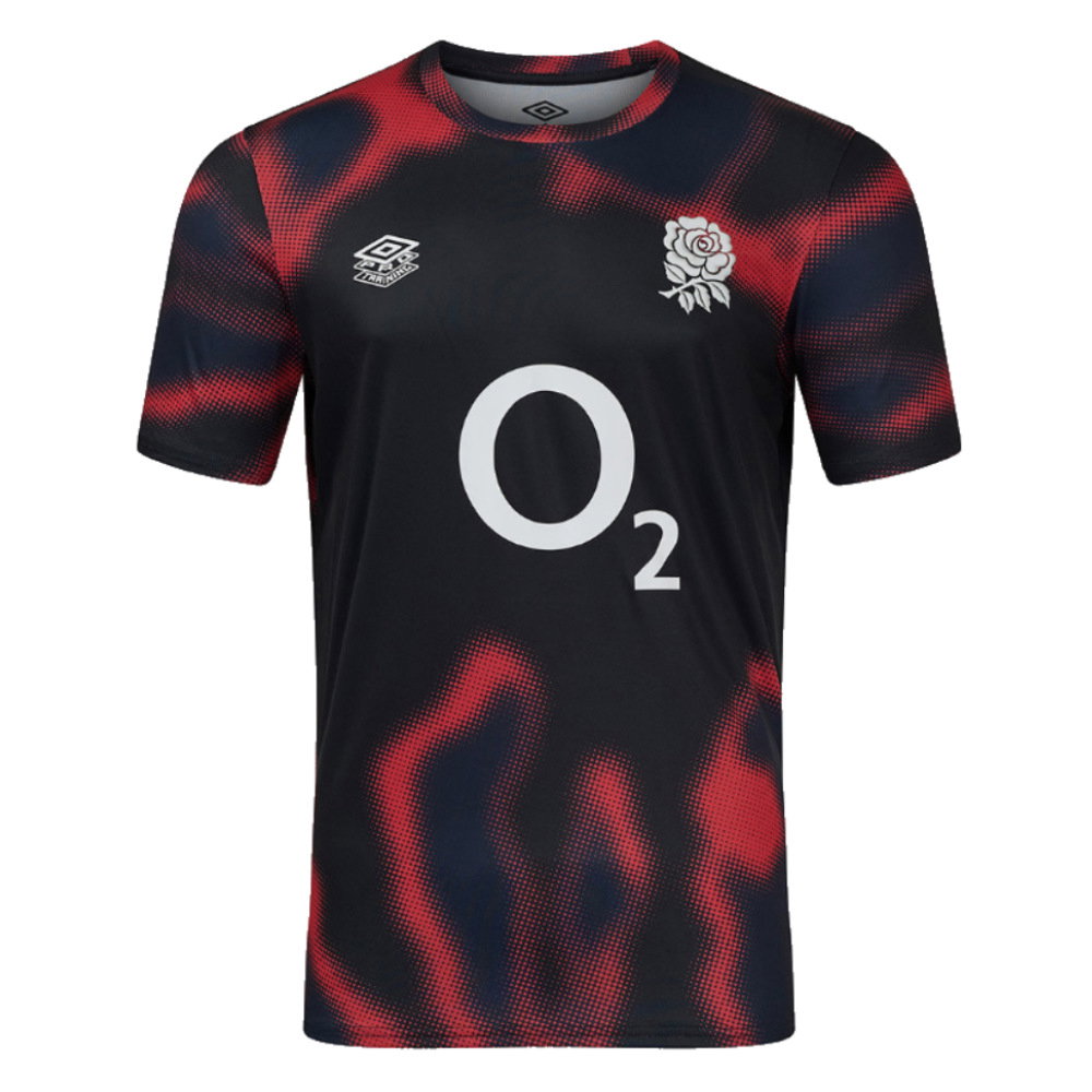 2024-2025 England Rugby Warm Up Jersey O2 (Black) - Kids (Itoje 5)