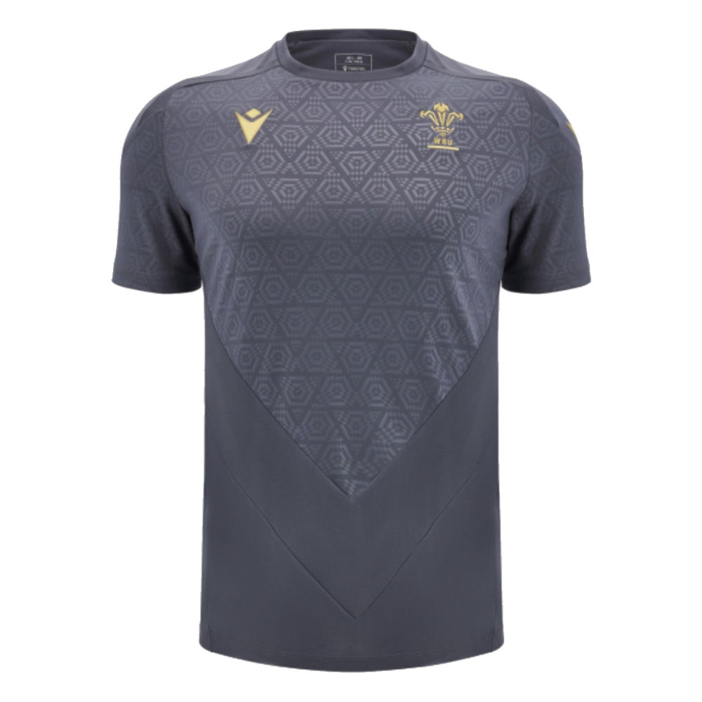 2024-2025 Wales WRU Rugby Training Poly Shirt (Anthracite) - Kids (Your Name)