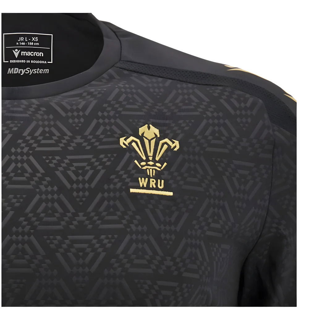2024-2025 Wales Rugby WRU Poly Training Shirt (Black) - Kids