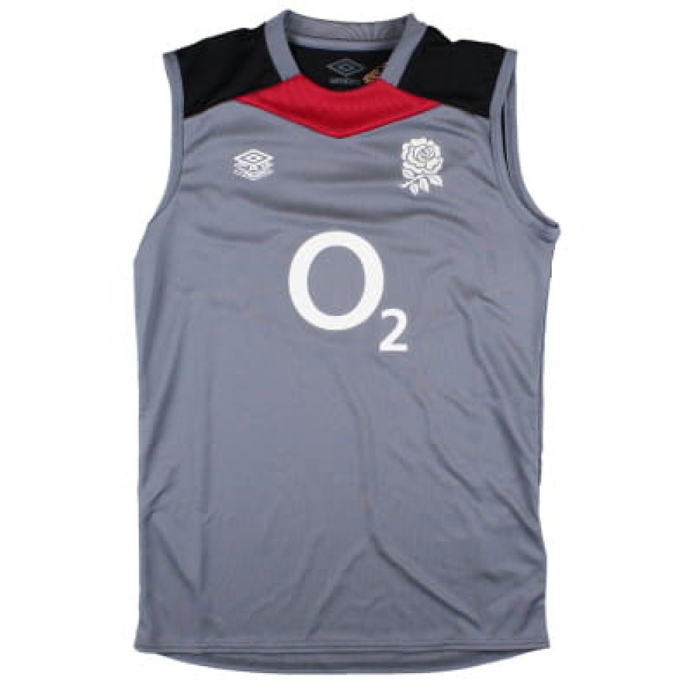 2024-2025 England Rugby Sleeveless Jersey O2 (Grey) - Kids (Your Name)