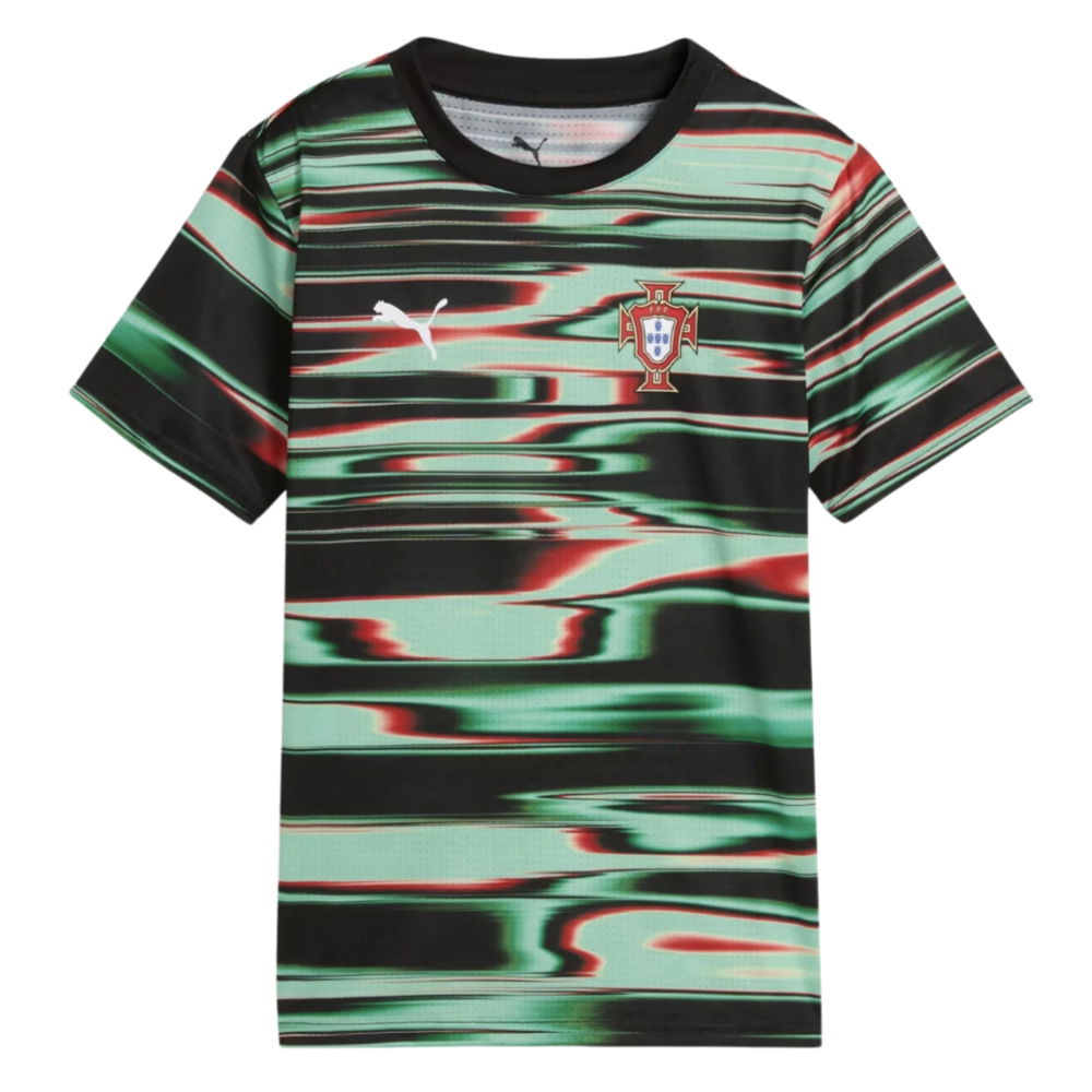 2025-2026 Portugal Prematch SS Jersey (Black) - Kids (B.Fernandes 8)