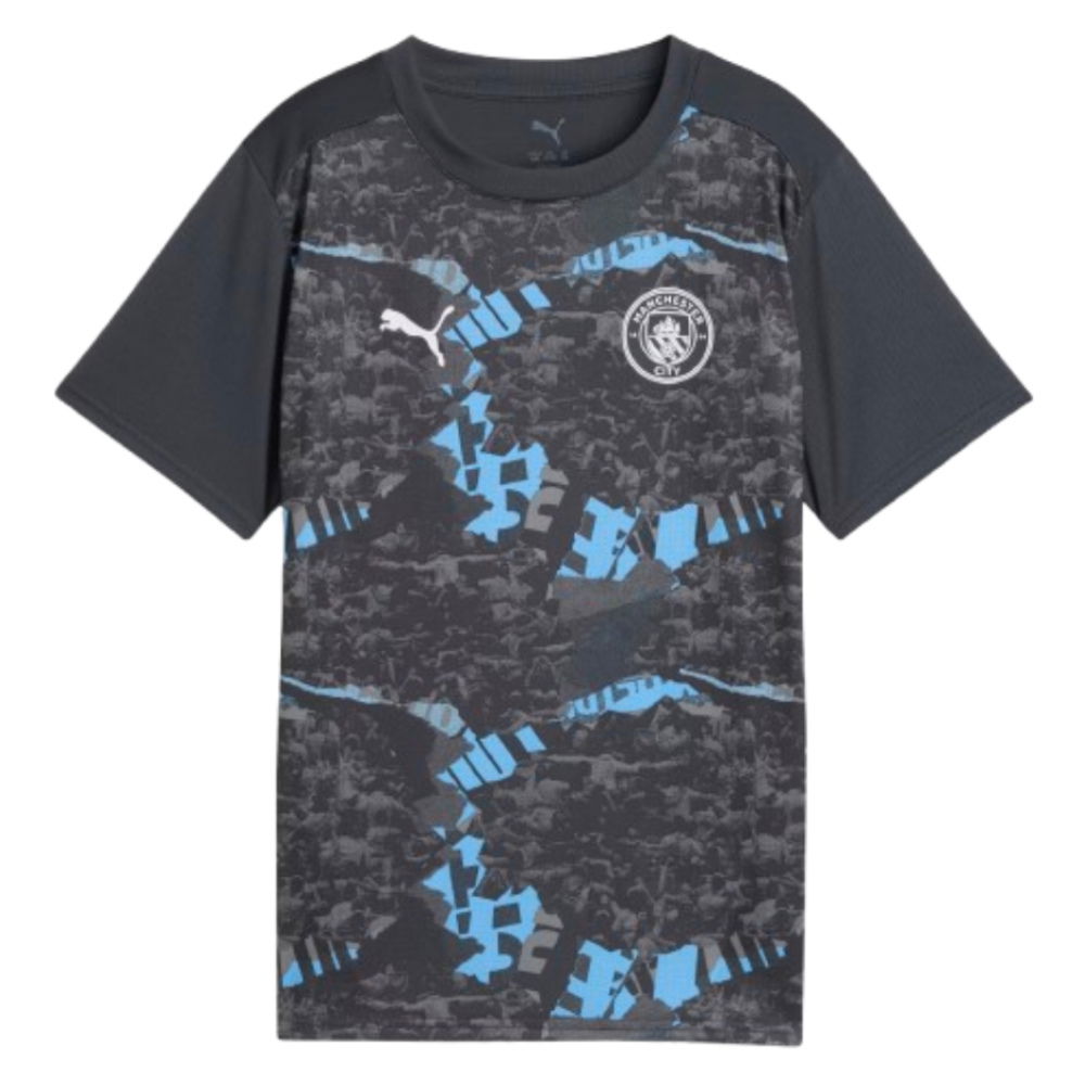 2024-2025 Man City Prematch SS Jersey (Strong Gray) - Kids (Haaland 9)