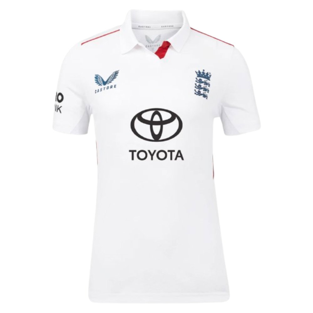 2025 England Cricket ECB Test Replica SS Shirt (White) - Womens (Your Name)