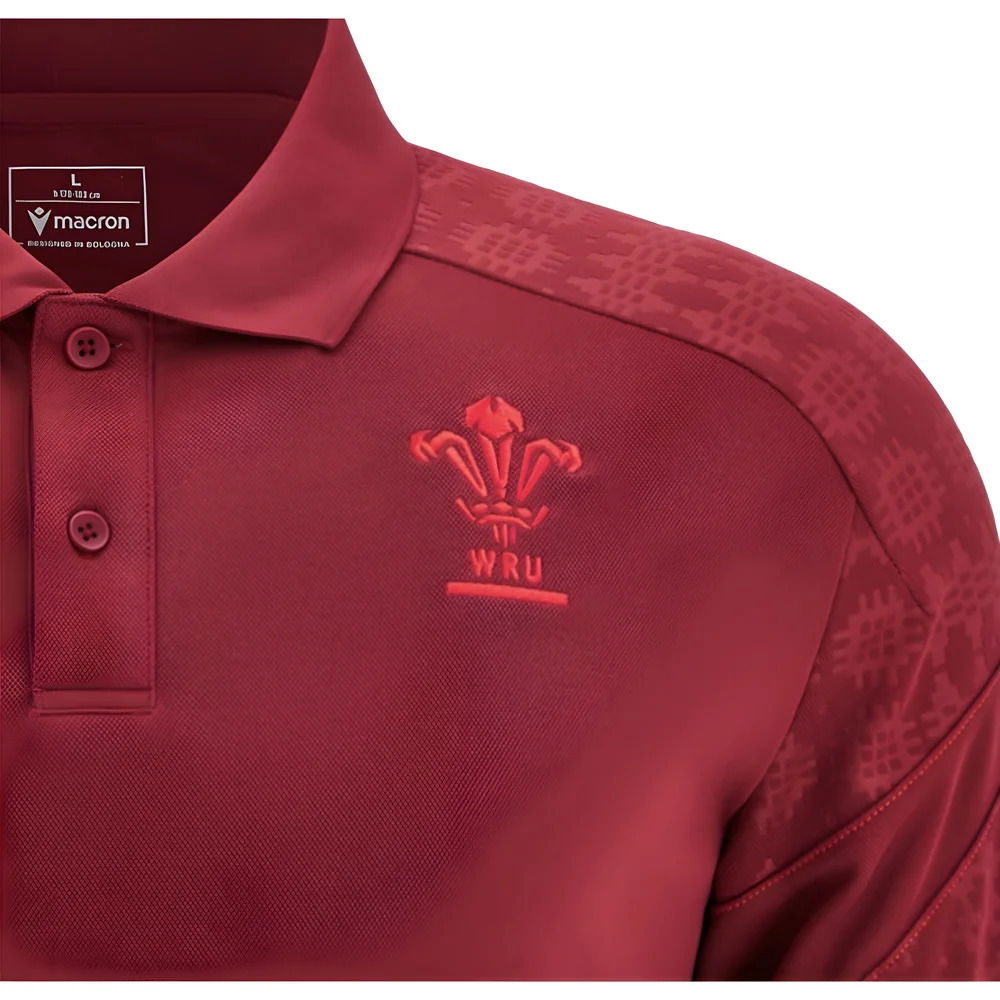 2025-2026 Wales WRU Travel Poly Polo Shirt (Deep Red)