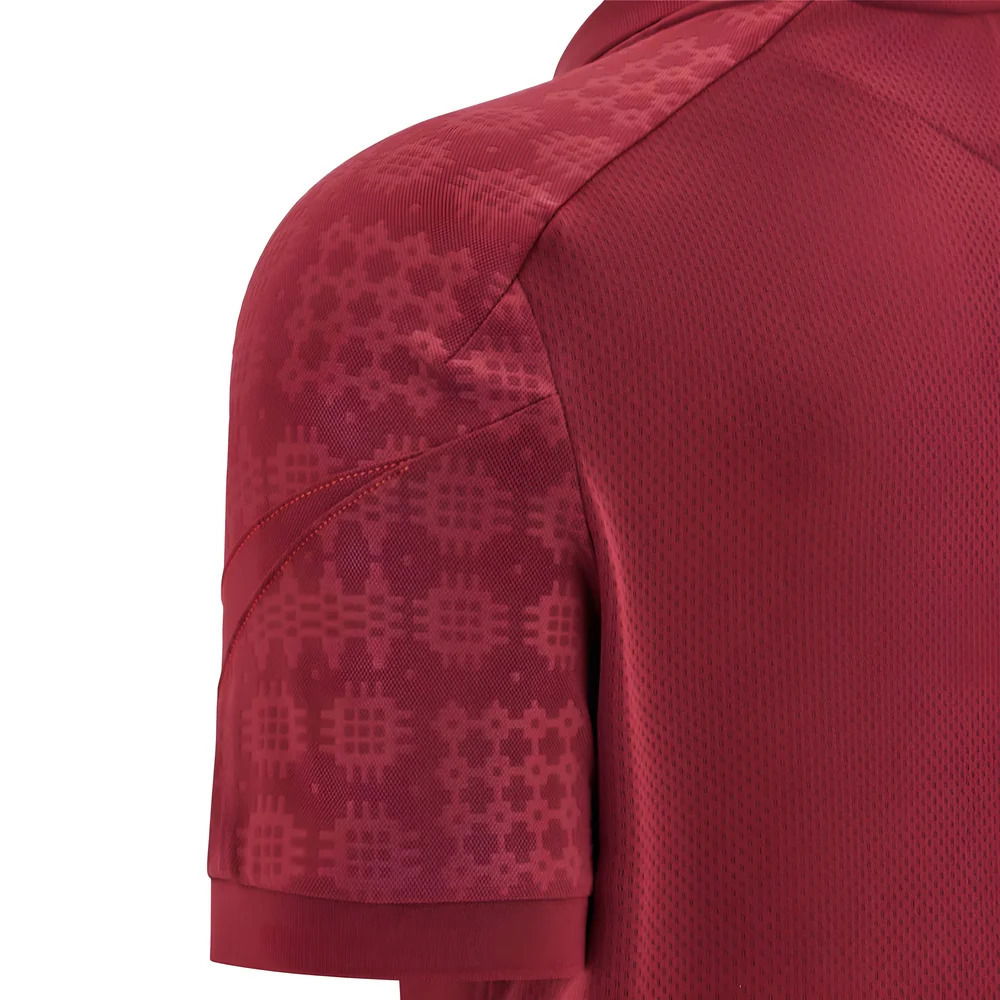 2025-2026 Wales WRU Travel Poly Polo Shirt (Deep Red)