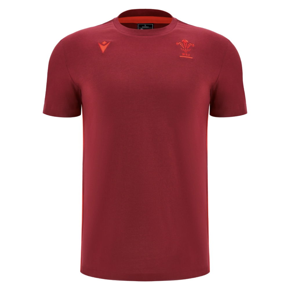 2025-2026 Wales WRU Rugby Travel Cotton Tee (Deep Red) (Your Name)
